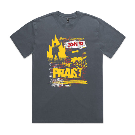 Men's Heavy Faded Tee Oversized Born to Praise