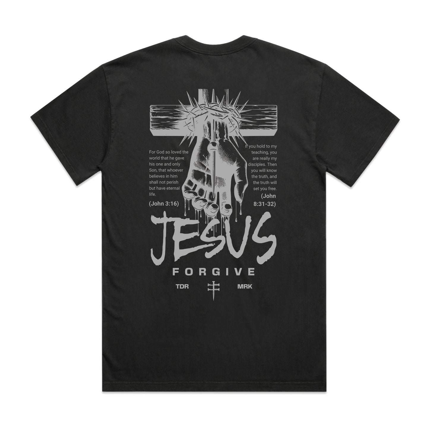 Men's Heavy Faded Tee Oversized Jesus Forgive