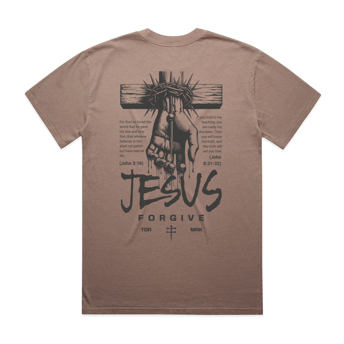 Men's Heavy Faded Tee Oversized Jesus Forgive