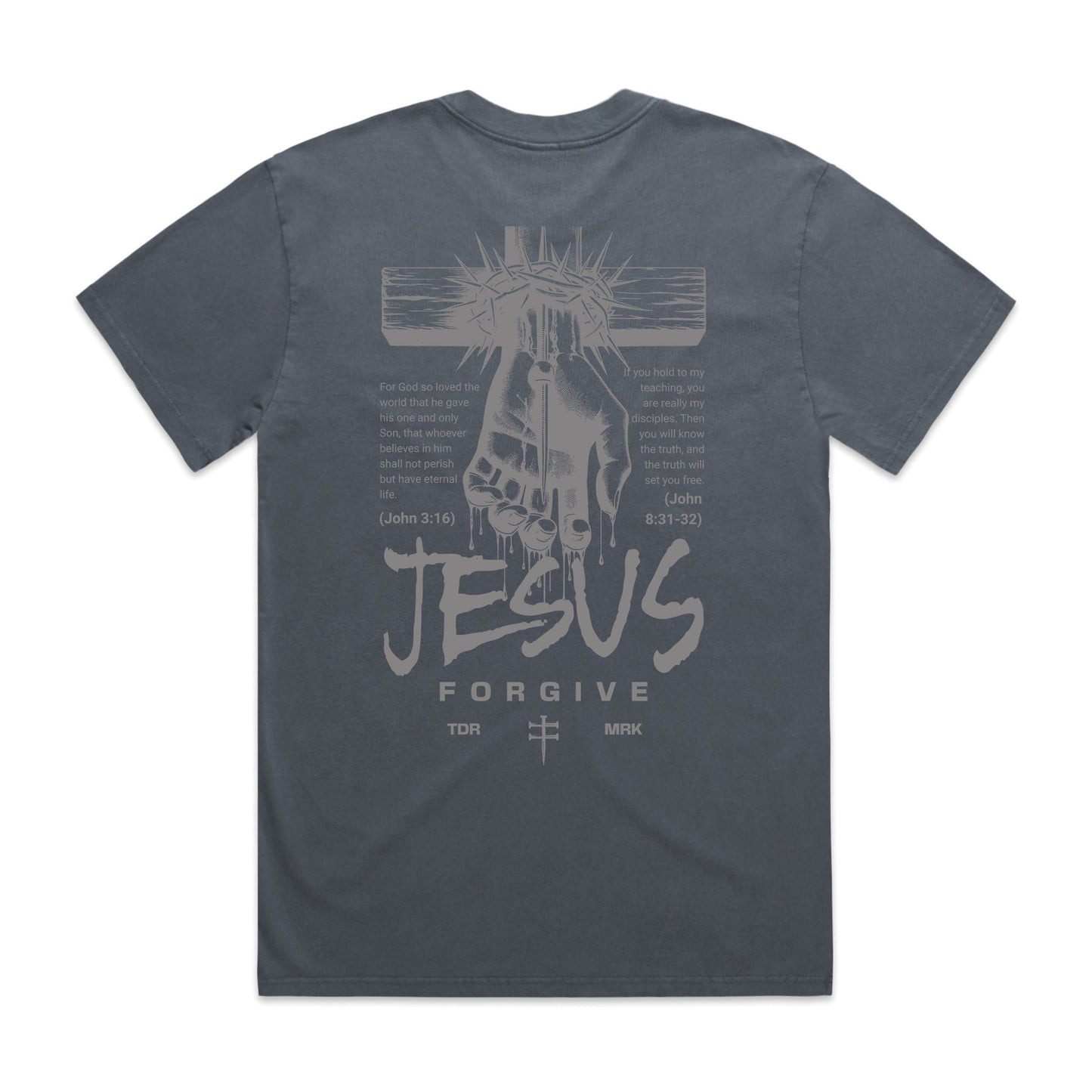 Men's Heavy Faded Tee Oversized Jesus Forgive