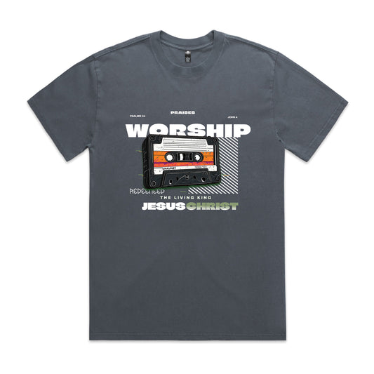 Men's Heavy Faded Tee Oversized Worship